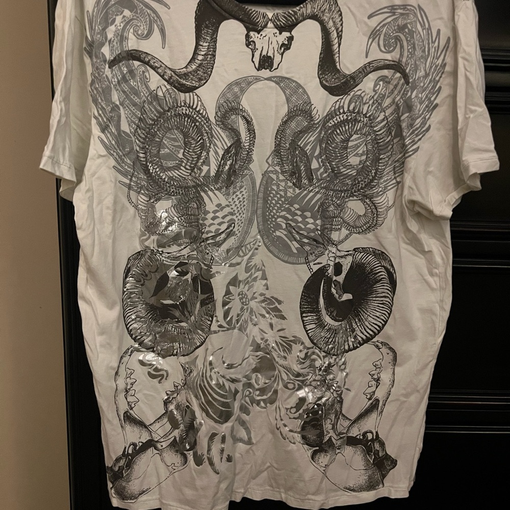 Calvin Klein Jeans White and Gray Graphic Tee